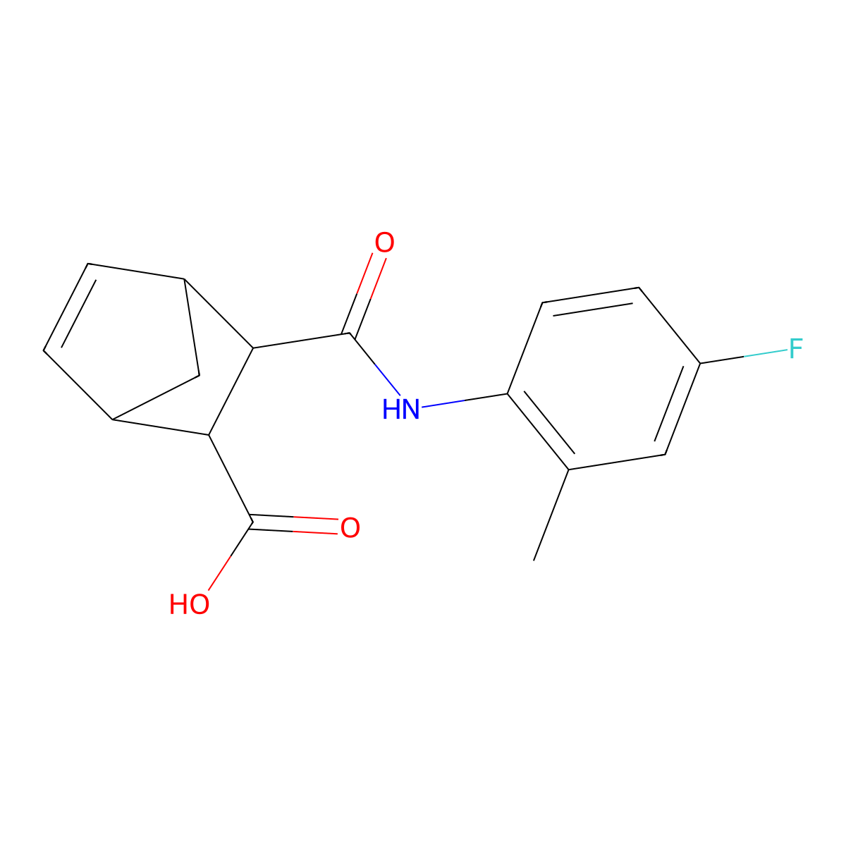 3-((4-Fluoro-2-methylphenyl)carbamoyl)bicyclo[2.2.1]hept-5-ene-2-carboxylic acid molecular structure, CAS 1005154-05-1