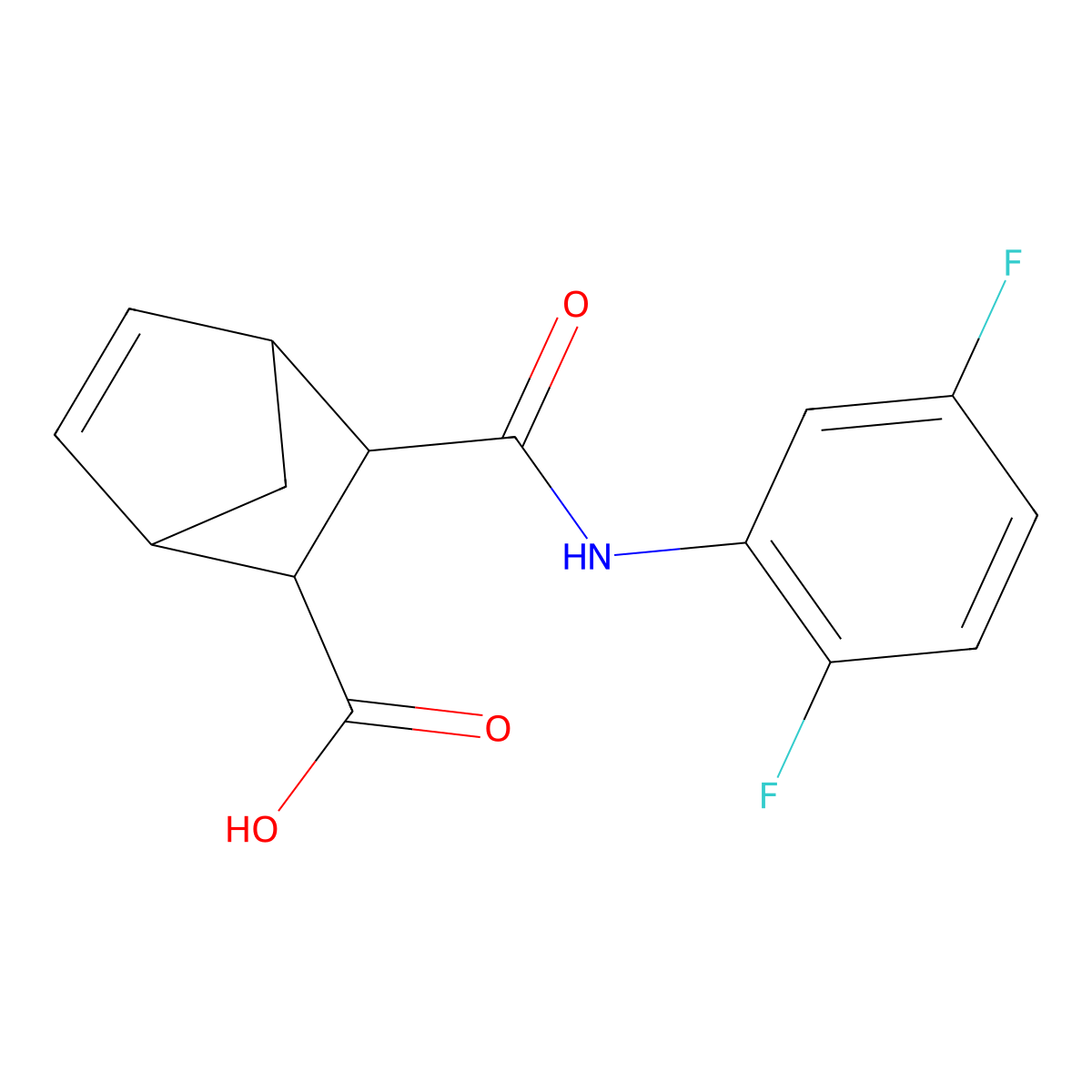 3-((2,5-Difluorophenyl)carbamoyl)bicyclo[2.2.1]hept-5-ene-2-carboxylic acid molecular structure, CAS 1005154-20-0