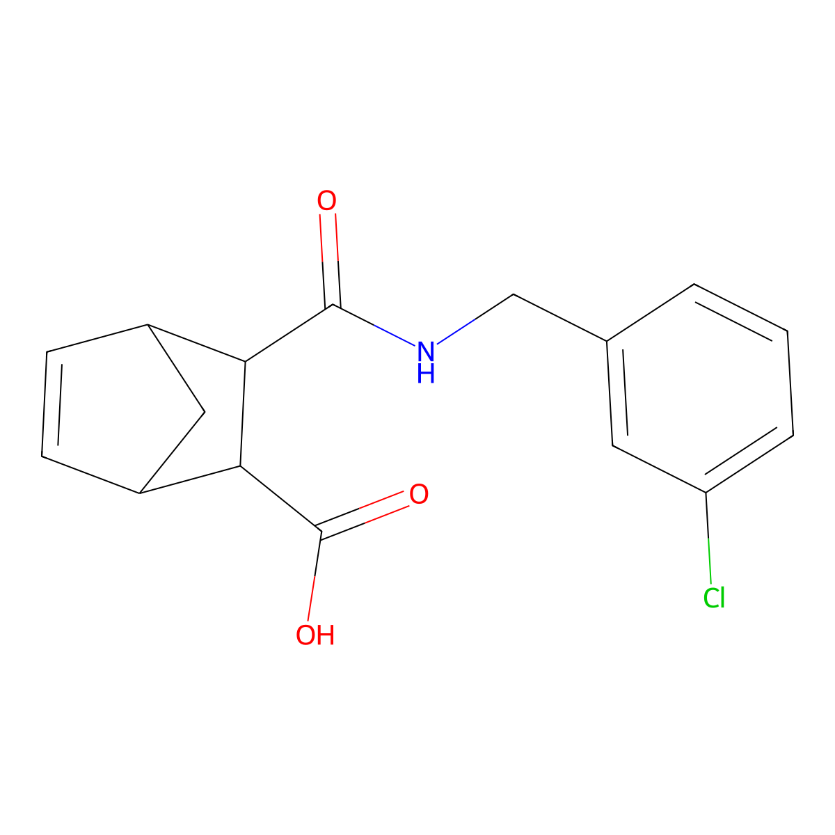 3-{[(3-Chlorobenzyl)amino]carbonyl}bicyclo[2.2.1]hept-5-ene-2-carboxylic acid molecular structure, CAS 1005154-23-3
