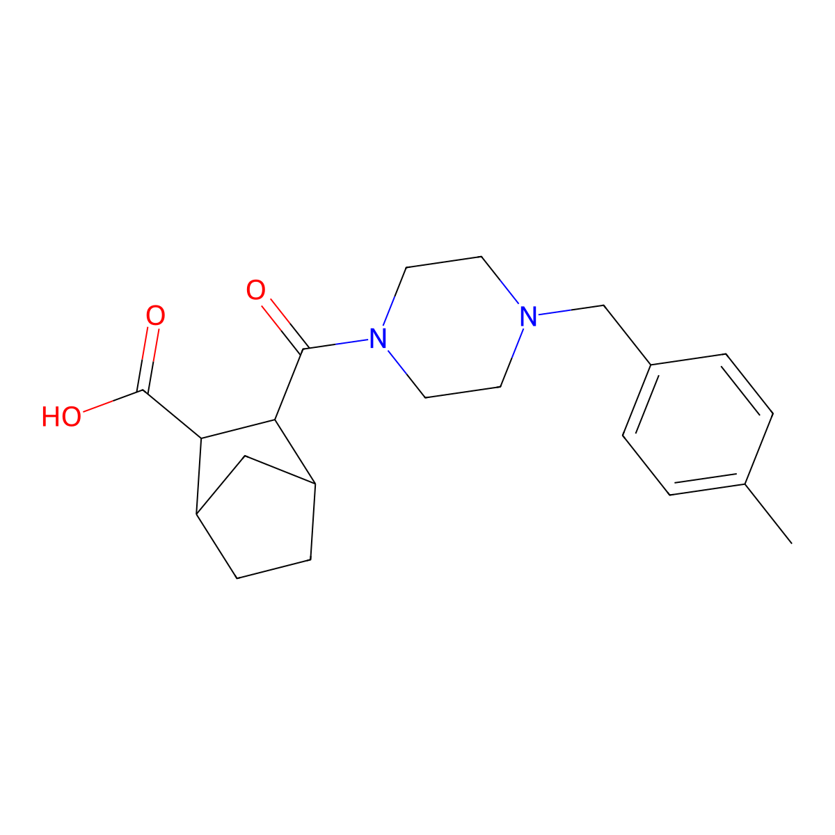 3-{[4-(4-Methylbenzyl)piperazin-1-yl]carbonyl}bicyclo[2.2.1]heptane-2-carboxylic acid molecular structure, CAS 1005154-32-4