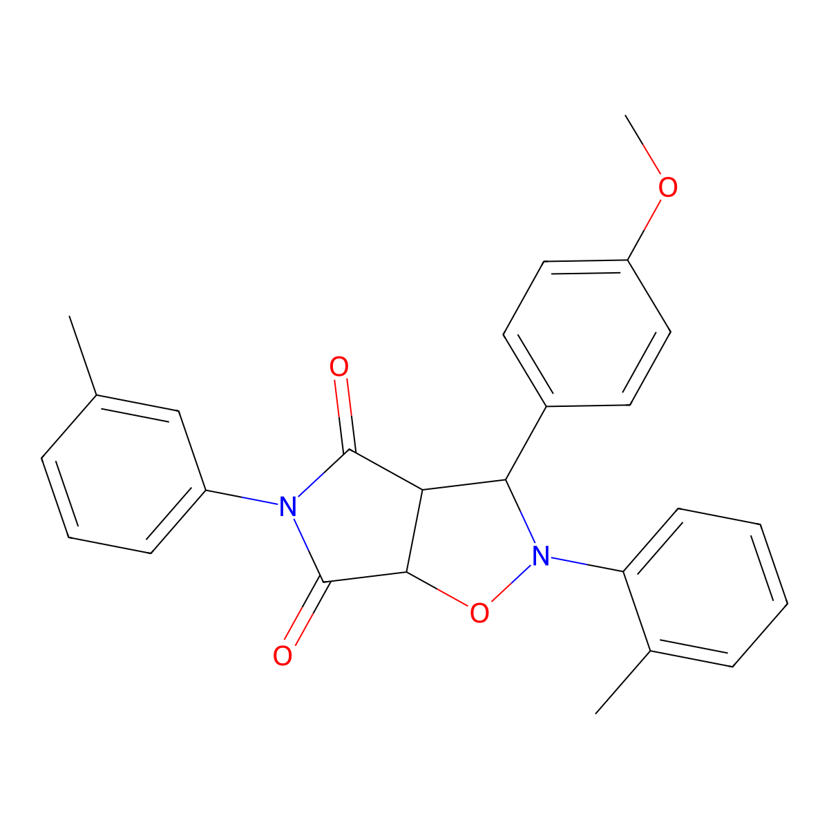 3-(4-methoxyphenyl)-5-(m-tolyl)-2-(o-tolyl)dihydro-2H-pyrrolo[3,4-d]isoxazole-4,6(5H,6aH)-dione molecular structure, CAS 1005155-00-9
