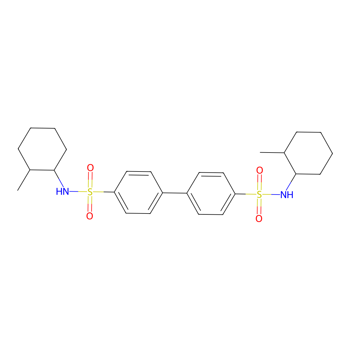 (2-Methylcyclohexyl){[4-(4-{[(2-methylcyclohexyl)amino]sulfonyl}phenyl)phenyl] sulfonyl}amine molecular structure, CAS 1005157-35-6