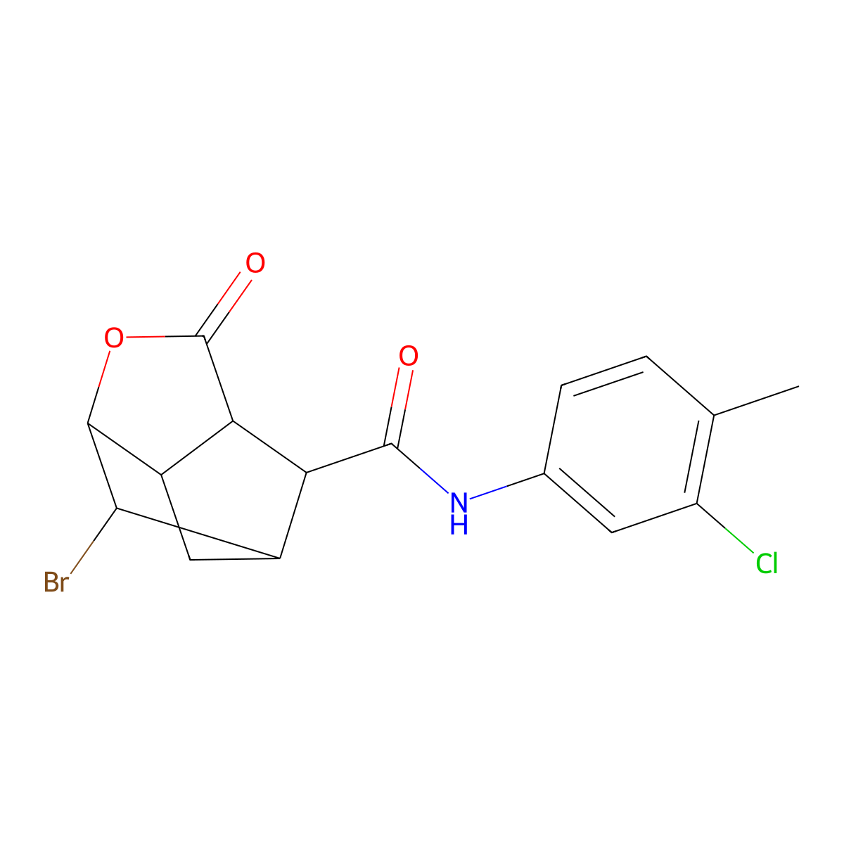 2-bromo-N-(3-chloro-4-methylphenyl)-5-oxo-4-oxatricyclo[4.2.1.0~3,7~]nonane-9-carboxamide molecular structure, CAS 1005157-49-2