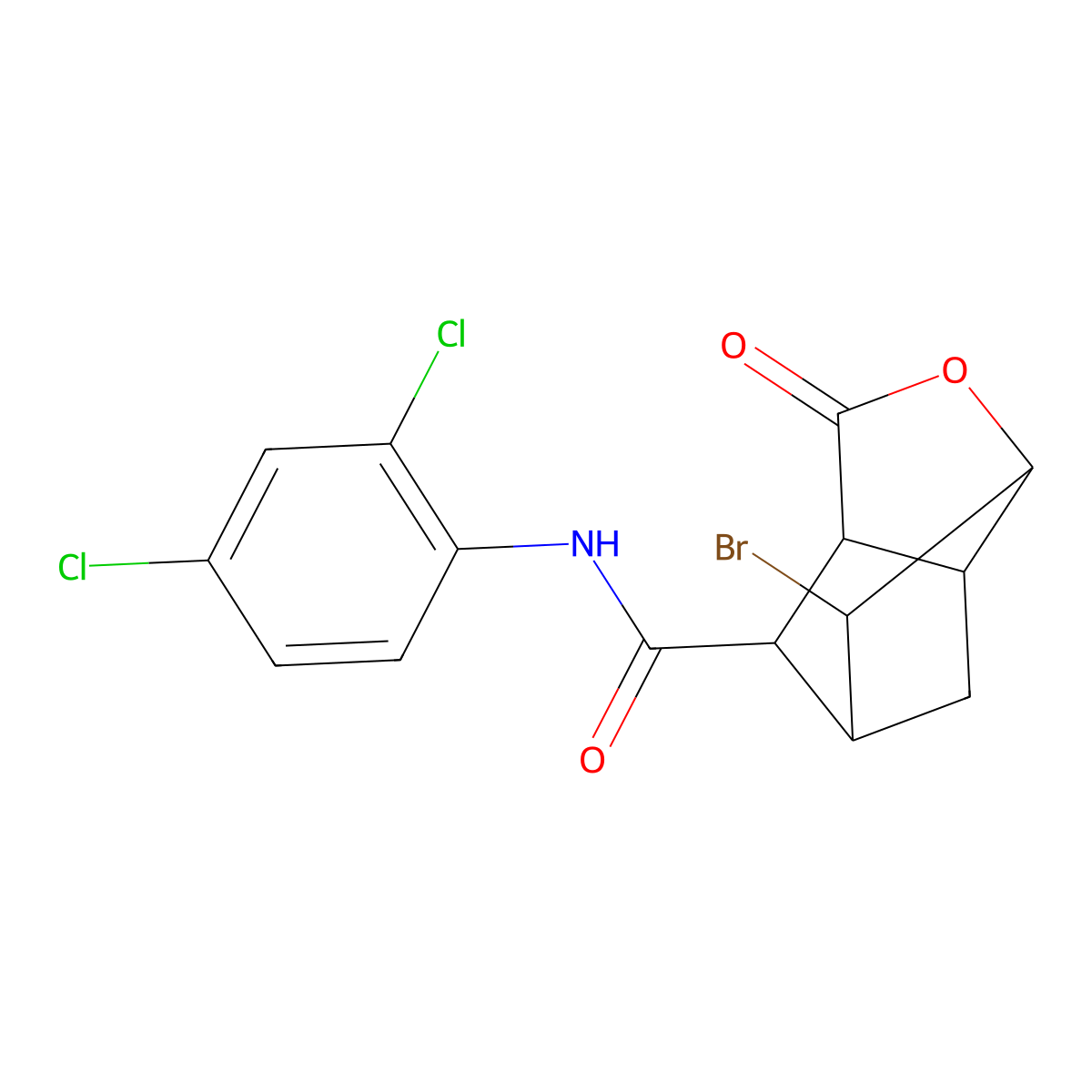 2-bromo-N-(2,4-dichlorophenyl)-5-oxo-4-oxatricyclo[4.2.1.0~3,7~]nonane-9-carboxamide molecular structure, CAS 1005157-52-7
