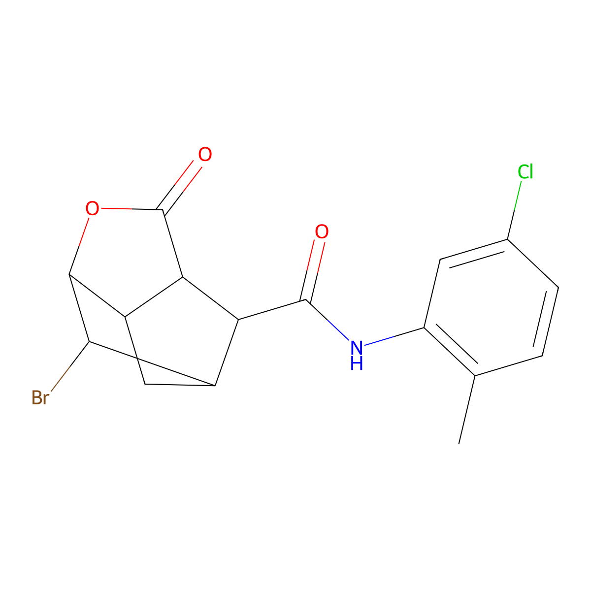 2-bromo-N-(5-chloro-2-methylphenyl)-5-oxo-4-oxatricyclo[4.2.1.0~3,7~]nonane-9-carboxamide molecular structure, CAS 1005157-75-4