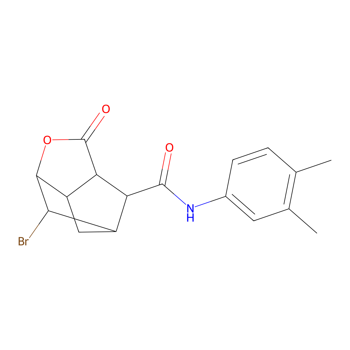2-bromo-N-(3,4-dimethylphenyl)-5-oxo-4-oxatricyclo[4.2.1.0~3,7~]nonane-9-carboxamide molecular structure, CAS 1005157-88-9