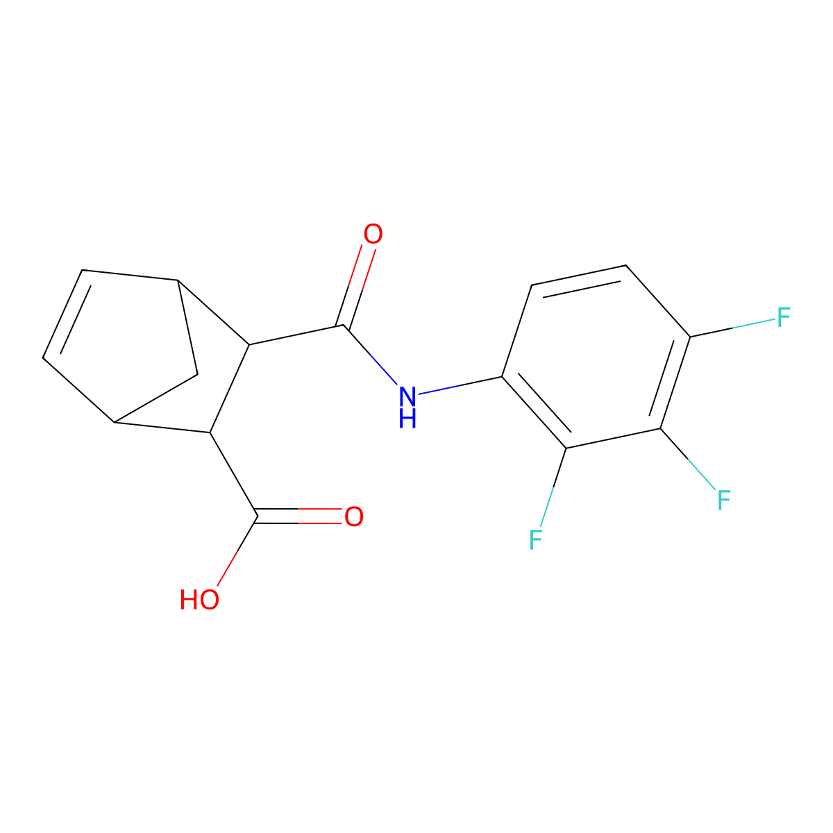 2-[(2,3,4-Trifluorophenyl)carbamoyl]bicyclo[2.2.1]hept-5-ene-3-carboxylic acid molecular structure, CAS 1005159-37-4