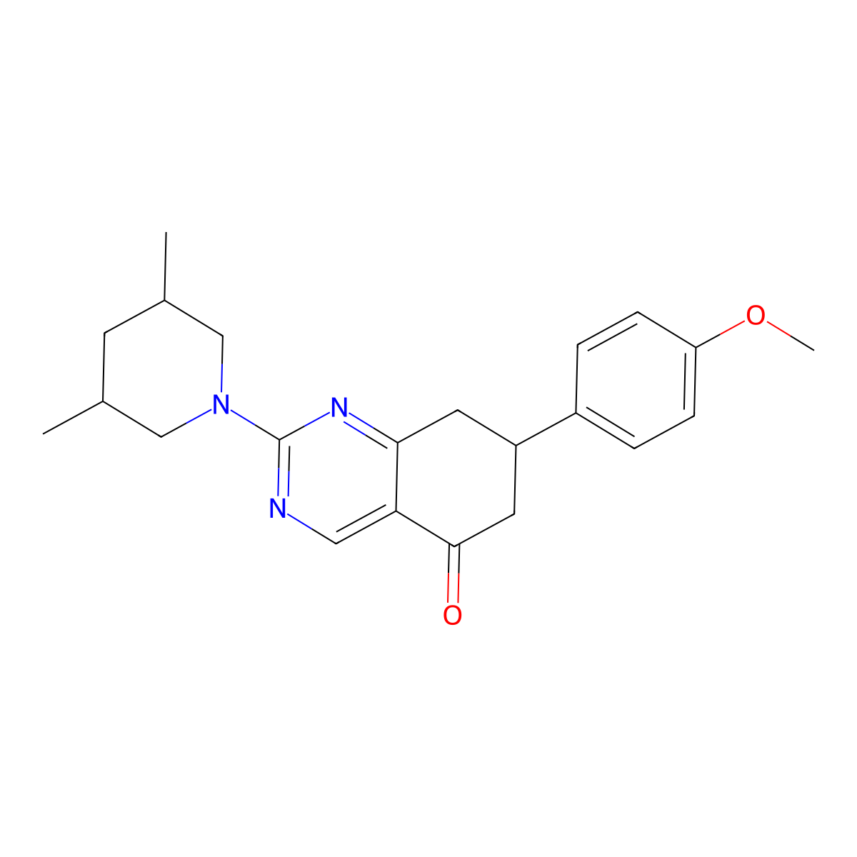 2-(3,5-dimethylpiperidin-1-yl)-7-(4-methoxyphenyl)-7,8-dihydroquinazolin-5(6H)-one molecular structure, CAS 1005159-57-8