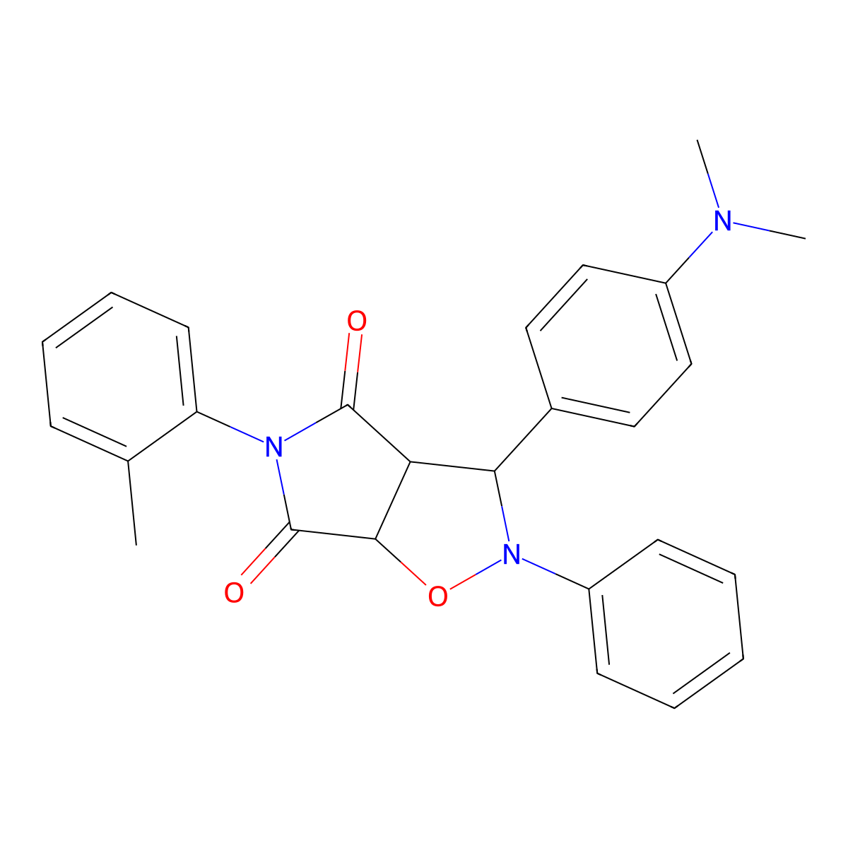 3-(4-(dimethylamino)phenyl)-2-phenyl-5-(o-tolyl)dihydro-2H-pyrrolo[3,4-d]isoxazole-4,6(5H,6aH)-dione molecular structure, CAS 1005159-61-4