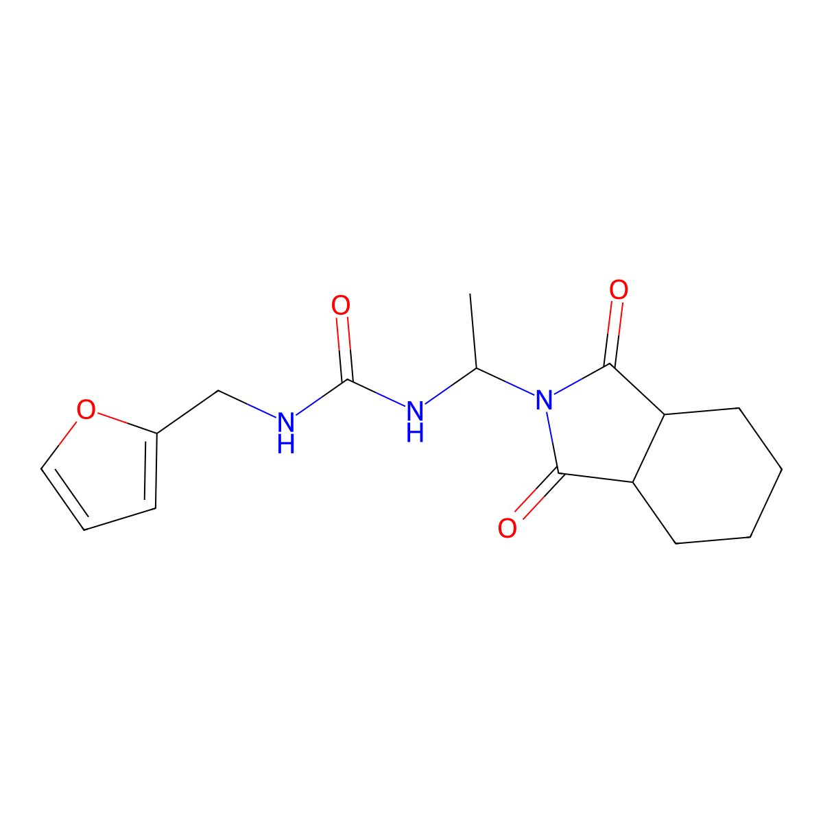 1-[1-(1,3-dioxooctahydro-2H-isoindol-2-yl)ethyl]-3-(furan-2-ylmethyl)urea molecular structure, CAS 1005159-67-0