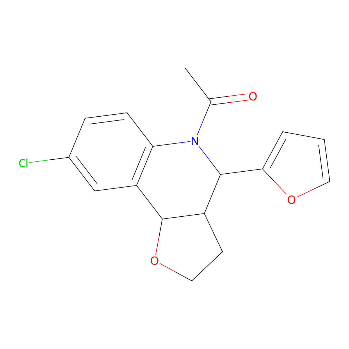 1-[8-chloro-4-(furan-2-yl)-2,3,3a,9b-tetrahydrofuro[3,2-c]quinolin-5(4H)-yl]ethanone molecular structure, CAS 1005160-79-1