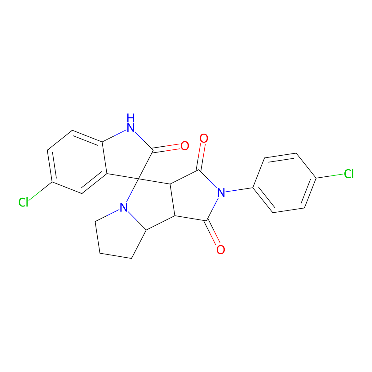 5-chloro-2'-(4-chlorophenyl)spiro[1H-indole-3,4'-3a,6,7,8,8a,8b-hexahydropyrrolo[3,4-a]pyrrolizine]-1',2,3'-trione molecular structure, CAS 1005161-55-6