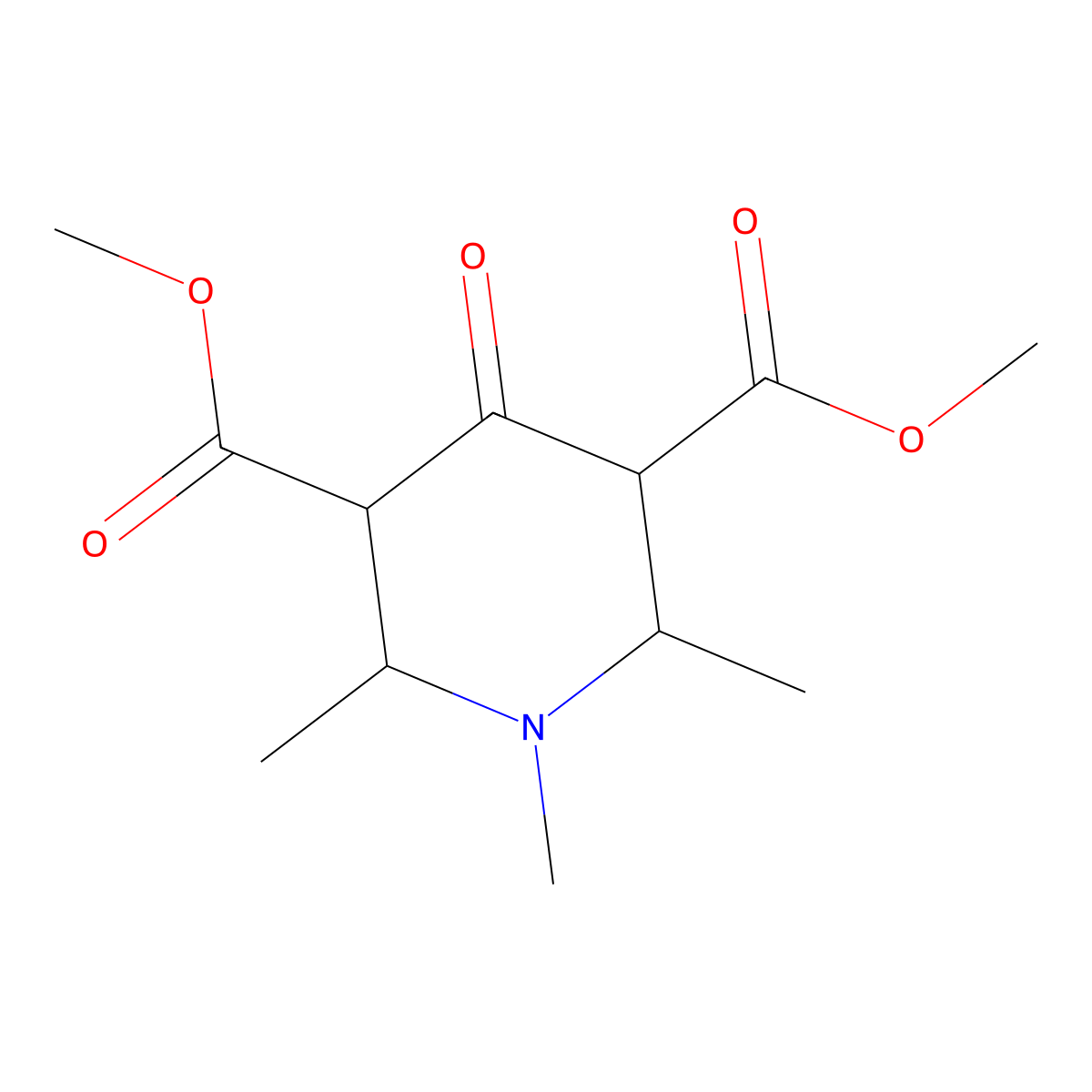 Dimethyl 1,2,6-trimethyl-4-oxopiperidine-3,5-dicarboxylate molecular structure, CAS 1005161-79-4
