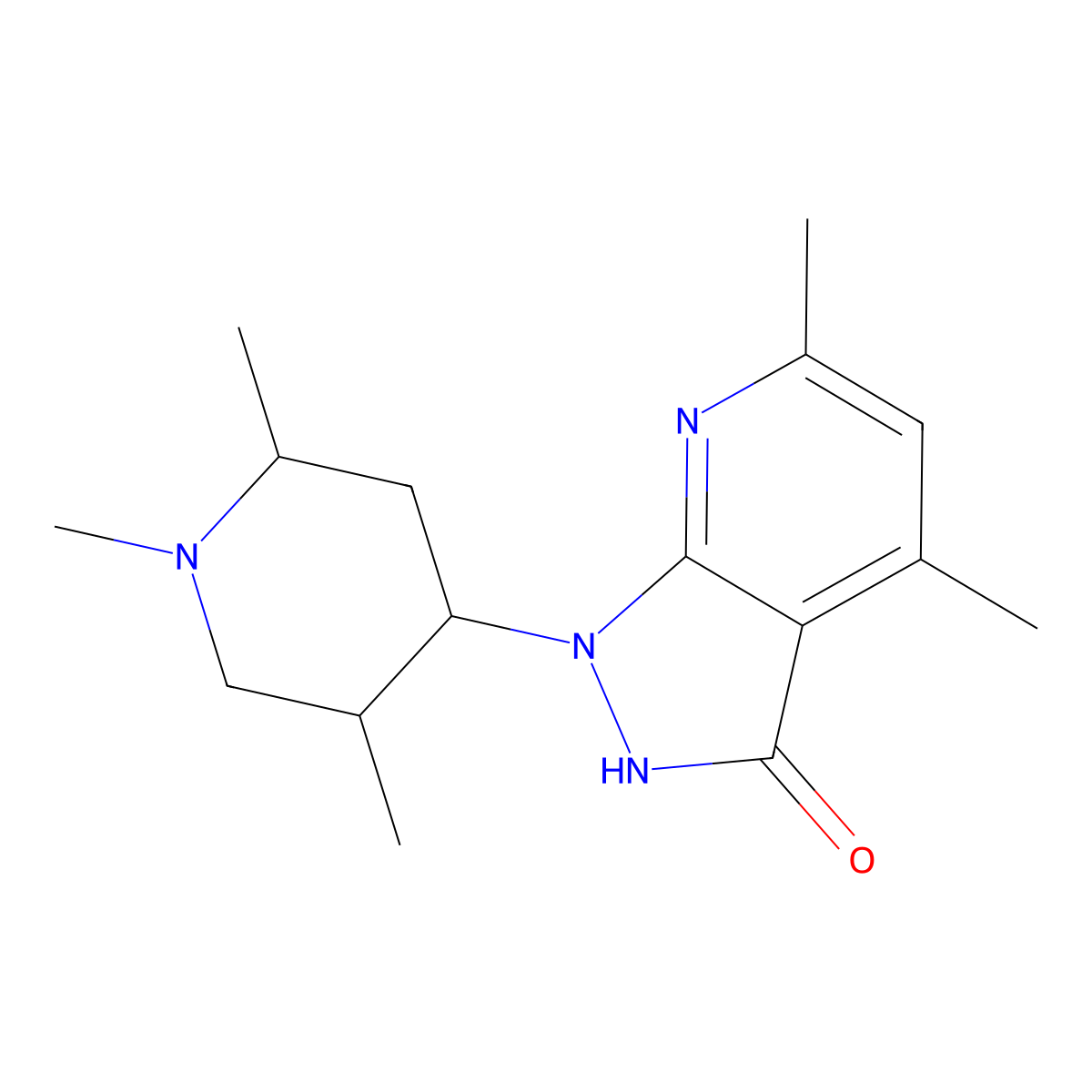 4,6-dimethyl-1-(1,2,5-trimethylpiperidin-4-yl)-1H-pyrazolo[3,4-b]pyridin-3-ol molecular structure, CAS 1005161-91-0