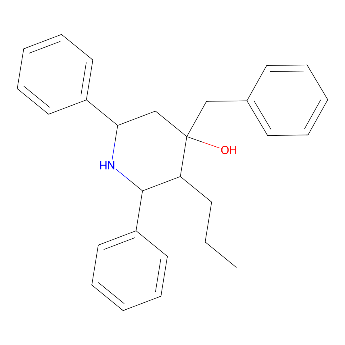 4-Benzyl-2,6-diphenyl-3-propylpiperidin-4-ol molecular structure, CAS 1005162-17-3