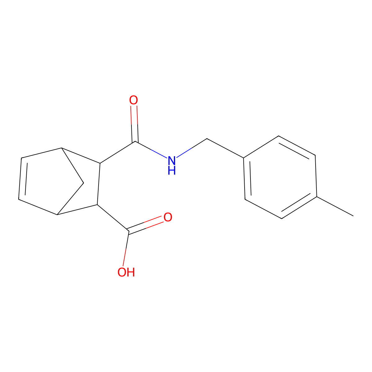3-{[(4-Methylbenzyl)amino]carbonyl}bicyclo[2.2.1]hept-5-ene-2-carboxylic acid molecular structure, CAS 1005163-73-4