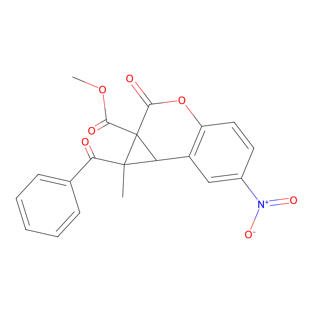 methyl 1-benzoyl-1-methyl-6-nitro-2-oxo-7bH-cyclopropa[c]chromene-1a-carboxylate molecular structure, CAS 1005163-74-5