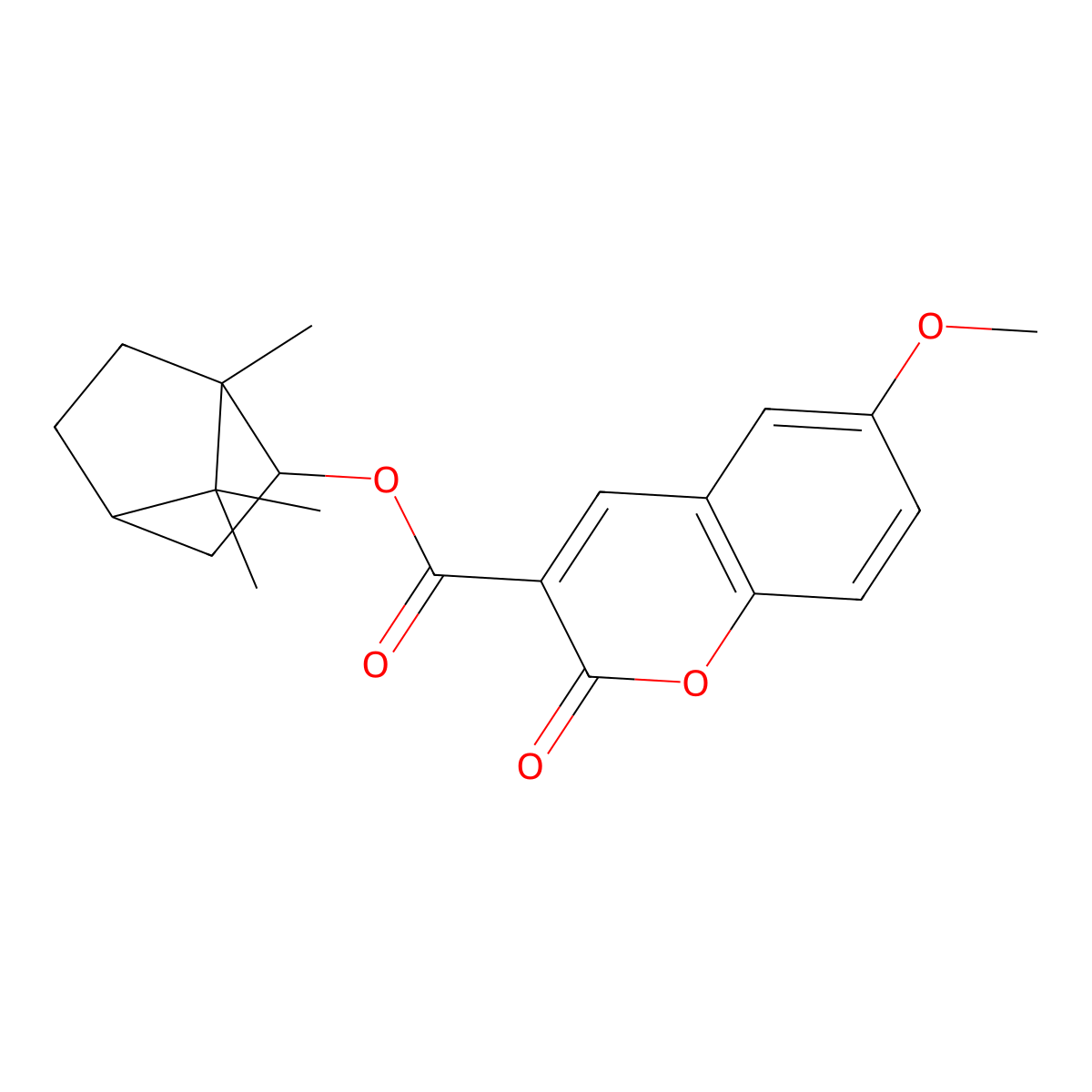 (1S,2S,4S)-1,7,7-trimethylbicyclo[2.2.1]heptan-2-yl 6-methoxy-2-oxo-2H-chromene-3-carboxylate molecular structure, CAS 1005163-93-8