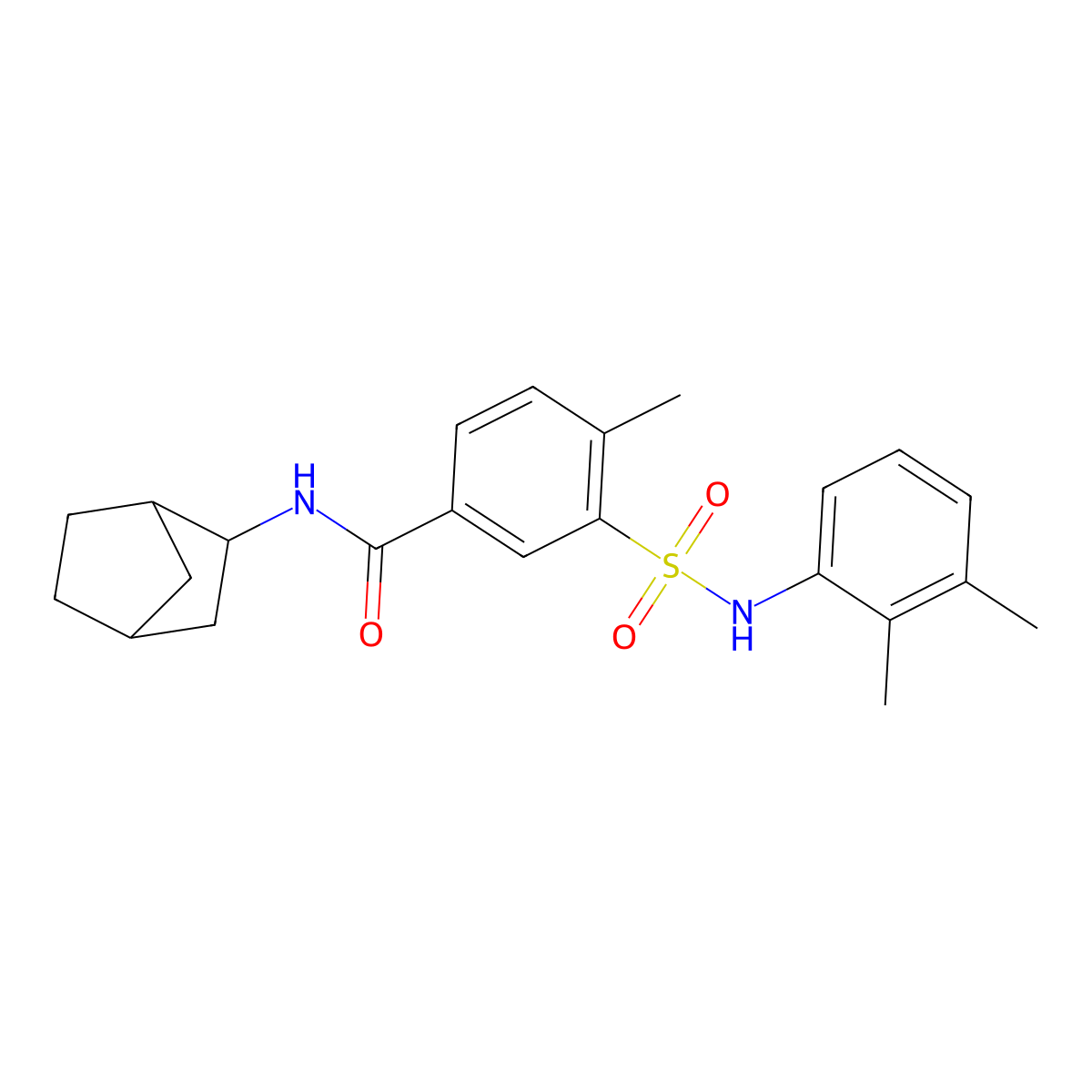 N-(3-bicyclo[2.2.1]heptanyl)-3-[(2,3-dimethylphenyl)sulfamoyl]-4-methylbenzamide molecular structure, CAS 1005164-09-9
