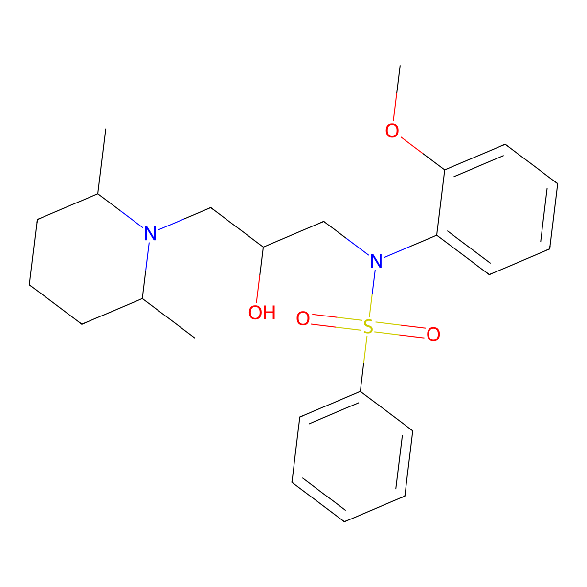 N-[3-(2,6-dimethylpiperidin-1-yl)-2-hydroxypropyl]-N-(2-methoxyphenyl)benzenesulfonamide molecular structure, CAS 1005164-30-6