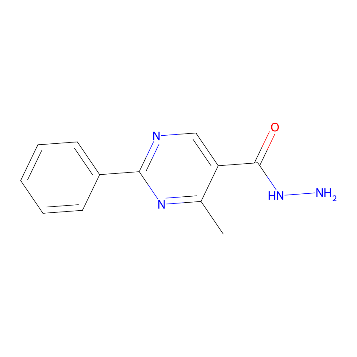 4-Methyl-2-phenylpyrimidine-5-carbohydrazide molecular structure, CAS 100517-70-2