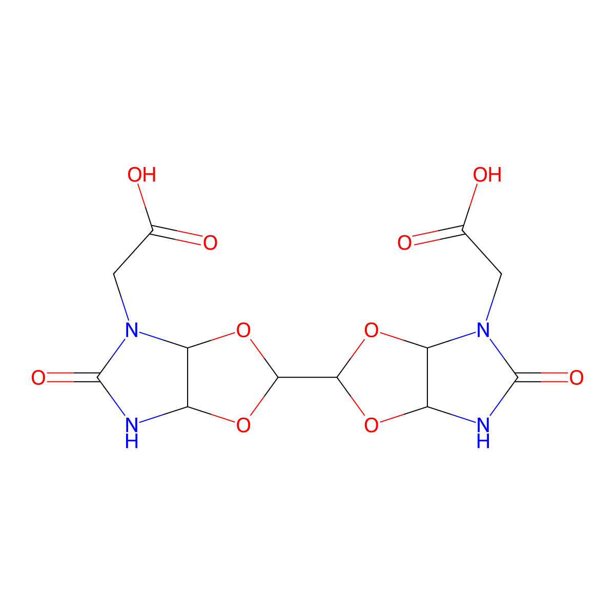 2-[2-[4-(carboxymethyl)-5-oxo-6,6a-dihydro-3aH-[1,3]dioxolo[4,5-d]imidazol-2-yl]-5-oxo-6,6a-dihydro-3aH-[1,3]dioxolo[4,5-d]imidazol-4-yl]acetic acid molecular structure, CAS 1005172-53-1