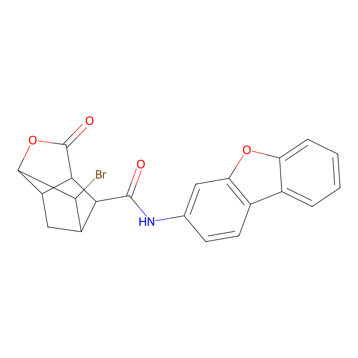 2-bromo-N-dibenzo[b,d]furan-3-yl-5-oxo-4-oxatricyclo[4.2.1.0~3,7~]nonane-9-carboxamide molecular structure, CAS 1005174-41-3
