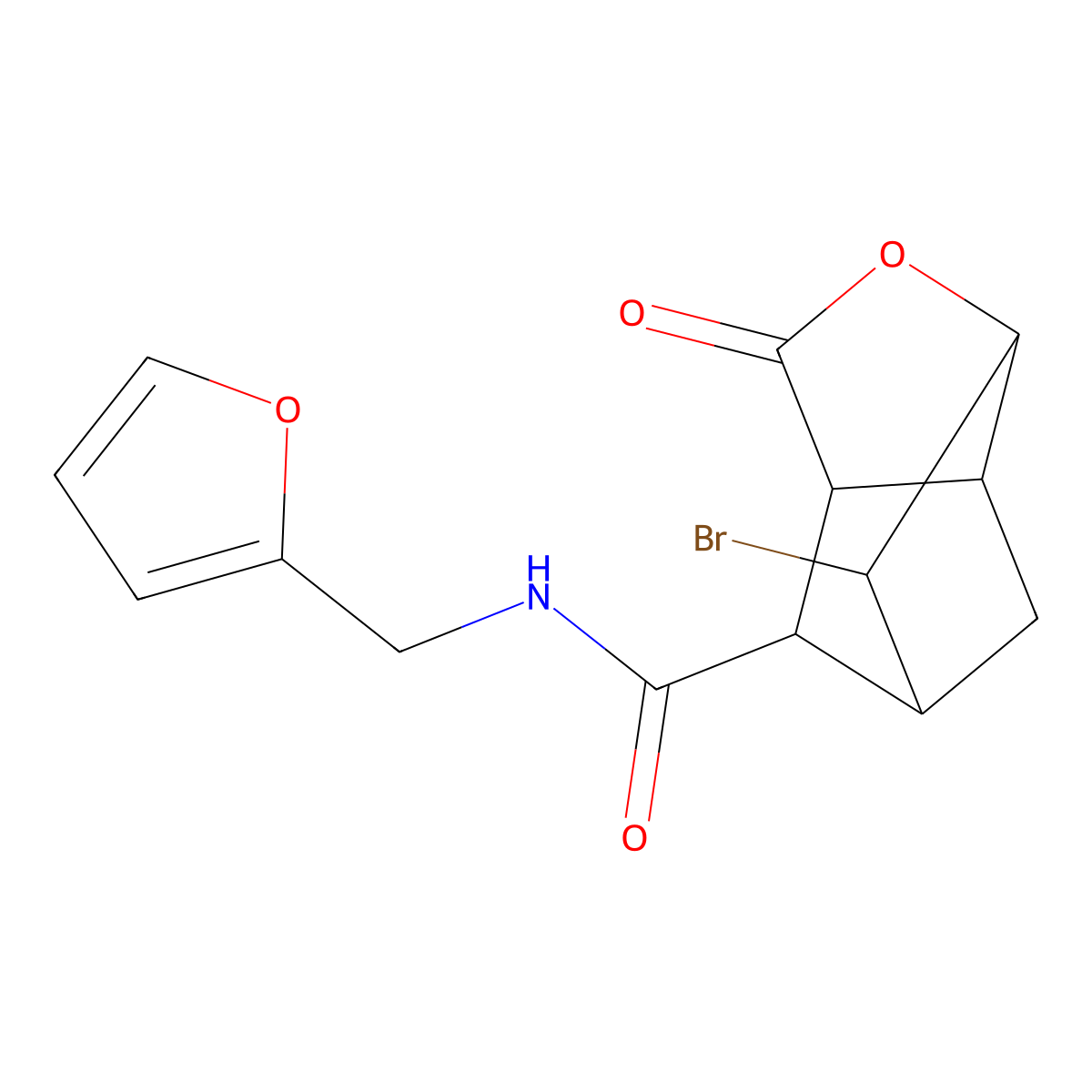 2-bromo-N-(2-furylmethyl)-5-oxo-4-oxatricyclo[4.2.1.0~3,7~]nonane-9-carboxamide molecular structure, CAS 1005174-53-7