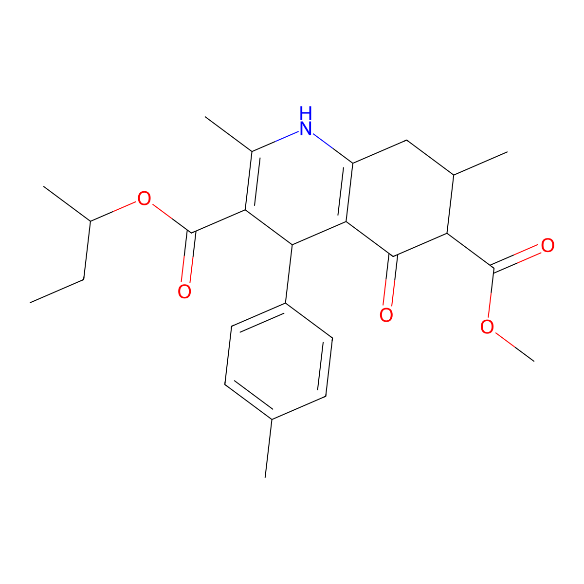 3-Butan-2-yl 6-methyl 2,7-dimethyl-4-(4-methylphenyl)-5-oxo-1,4,5,6,7,8-hexahydroquinoline-3,6-dicarboxylate molecular structure, CAS 1005175-18-7