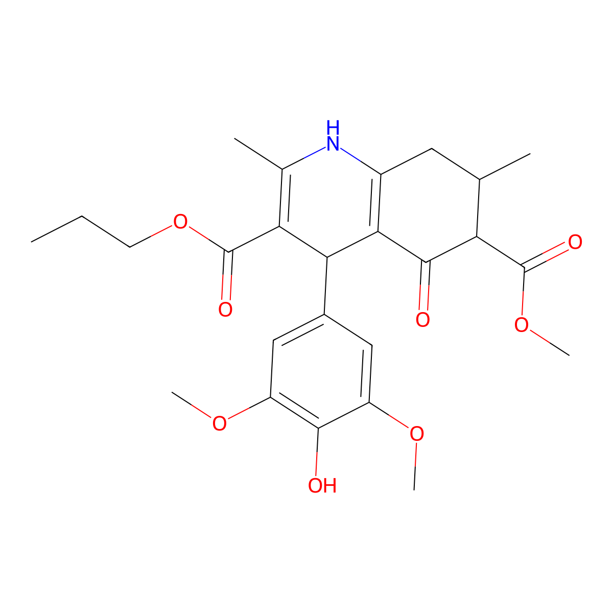 6-Methyl 3-propyl 4-(4-hydroxy-3,5-dimethoxyphenyl)-2,7-dimethyl-5-oxo-1,4,5,6,7,8-hexahydroquinoline-3,6-dicarboxylate molecular structure, CAS 1005175-91-6
