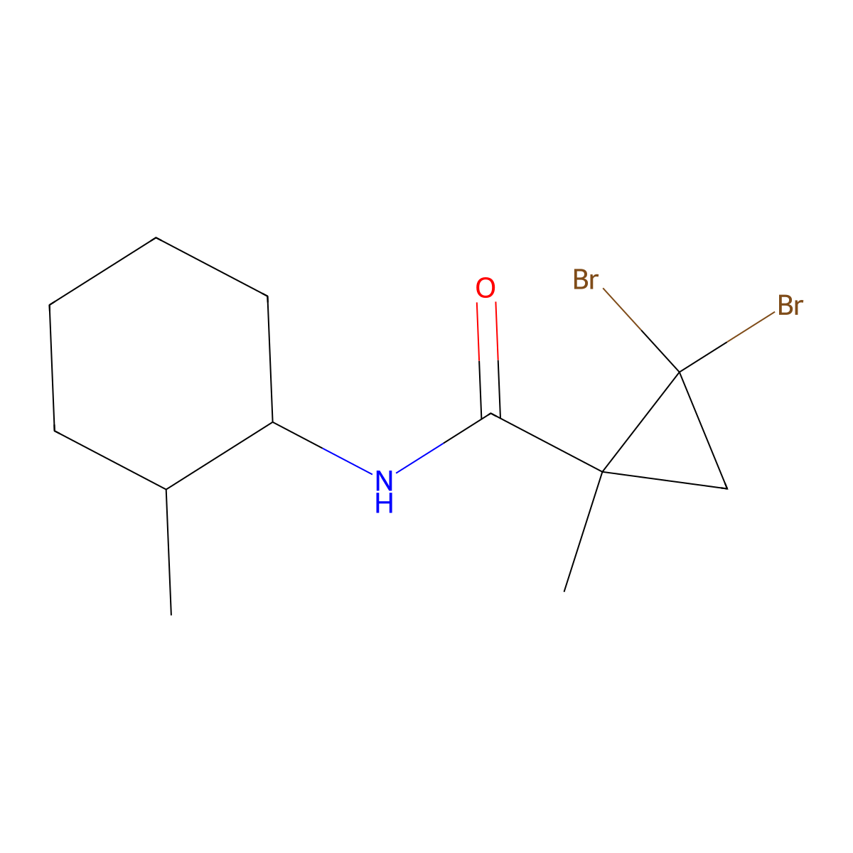 2,2-dibromo-1-methyl-N-(2-methylcyclohexyl)cyclopropanecarboxamide molecular structure, CAS 1005177-38-7