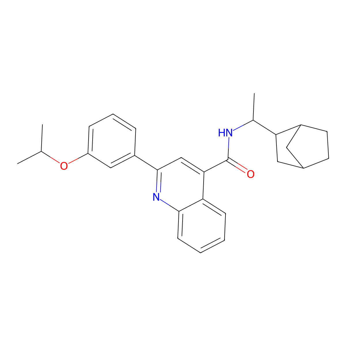 N-(1-bicyclo[2.2.1]hept-2-ylethyl)-2-(3-isopropoxyphenyl)-4-quinolinecarboxamide molecular structure, CAS 1005177-49-0