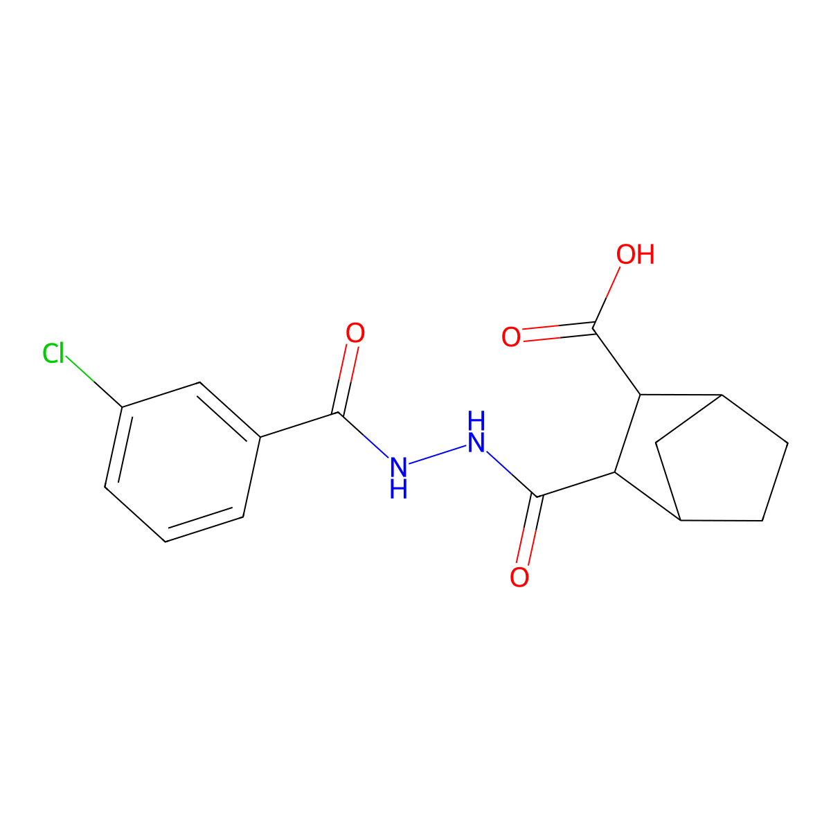 3-{[2-(3-Chlorobenzoyl)hydrazino]carbonyl}bicyclo[2.2.1]heptane-2-carboxylic acid molecular structure, CAS 1005177-54-7