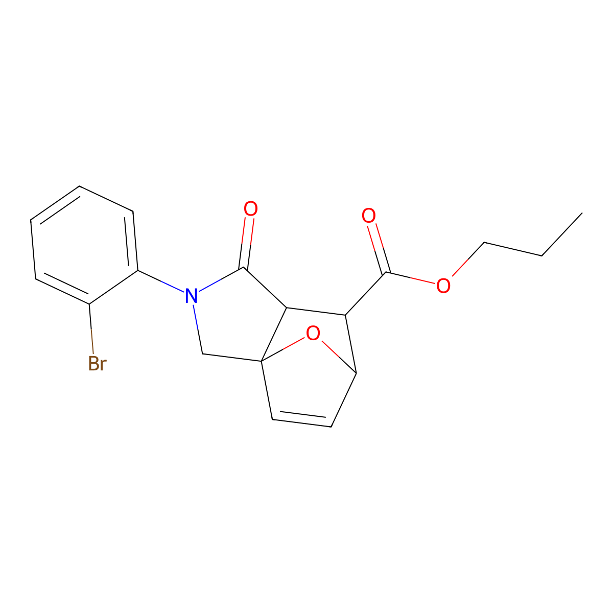 Propyl 2-(2-bromophenyl)-1-oxo-1,2,3,6,7,7a-hexahydro-3a,6-epoxyisoindole-7-carboxylate molecular structure, CAS 1005177-64-9