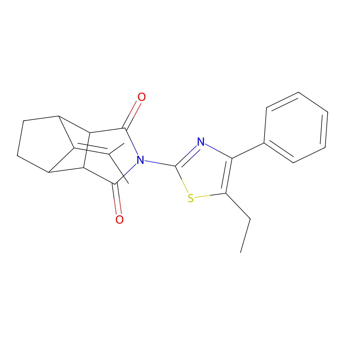 4-(5-Ethyl-4-phenyl-1,3-thiazol-2-yl)-10-(1-methylethylidene)-4-azatricyclo[5.2.1.0~2,6~]decane-3,5-dione molecular structure, CAS 1005177-81-0