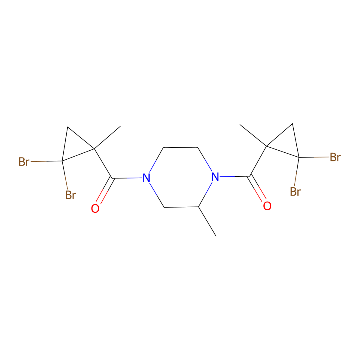 1,4-Bis[(2,2-dibromo-1-methylcyclopropyl)carbonyl]-2-methylpiperazine molecular structure, CAS 1005177-90-1