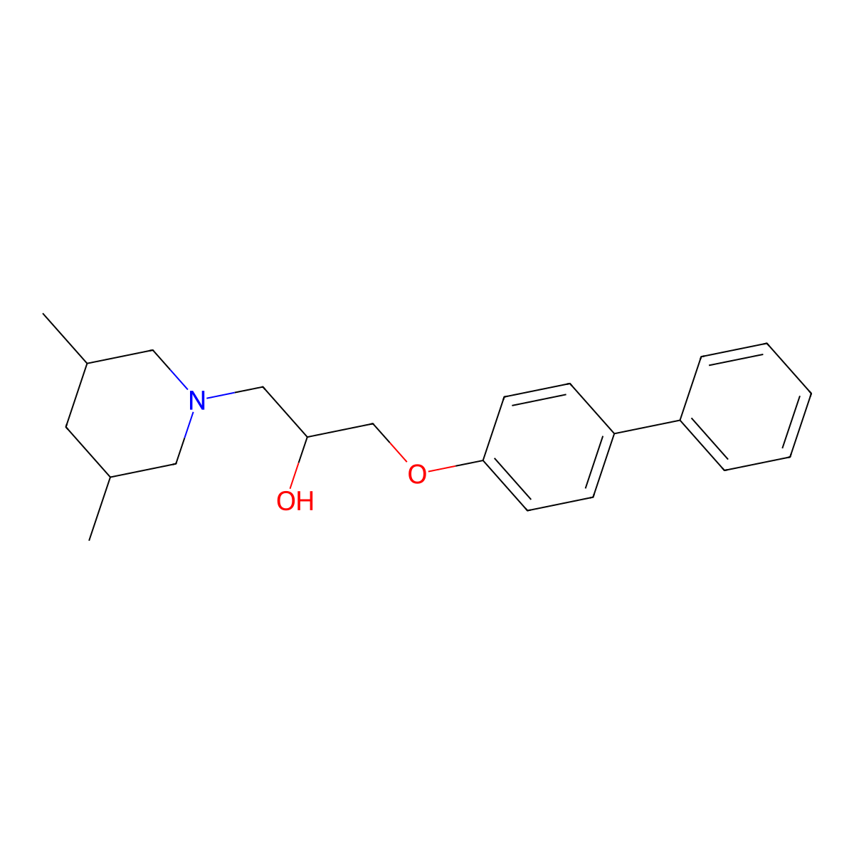 1-(3,5-Dimethylpiperidyl)-3-(4-phenylphenoxy)propan-2-ol molecular structure, CAS 1005177-98-9