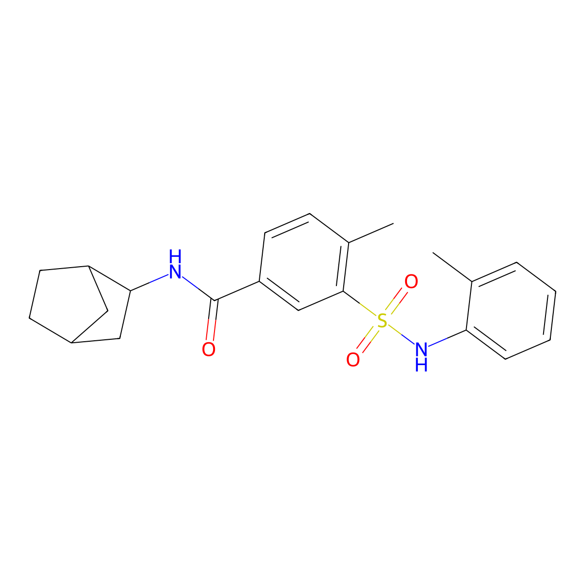 N-(3-bicyclo[2.2.1]heptanyl)-4-methyl-3-[(2-methylphenyl)sulfamoyl]benzamide molecular structure, CAS 1005178-69-7