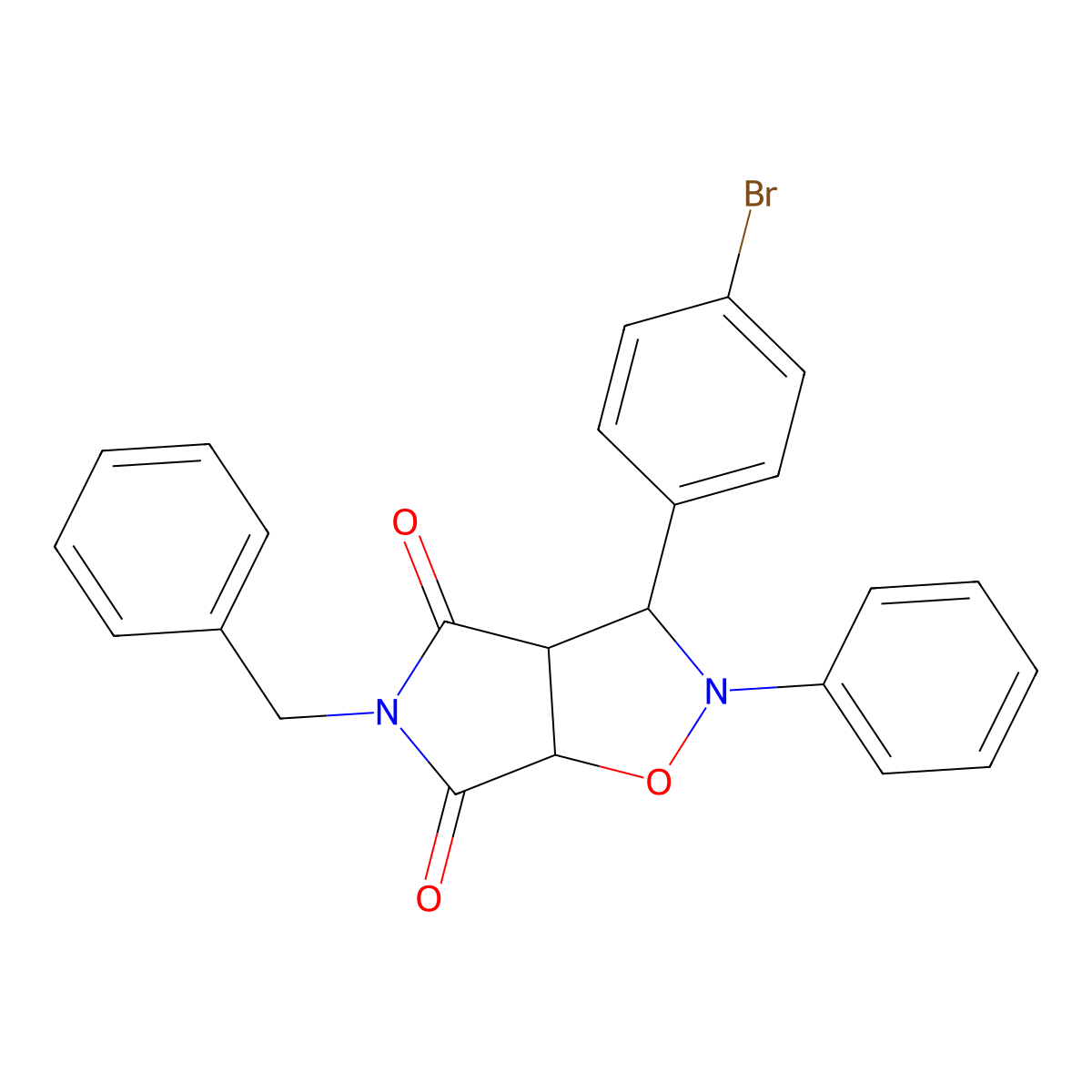 5-benzyl-3-(4-bromophenyl)-2-phenyldihydro-2H-pyrrolo[3,4-d]isoxazole-4,6(5H,6aH)-dione molecular structure, CAS 1005183-08-3