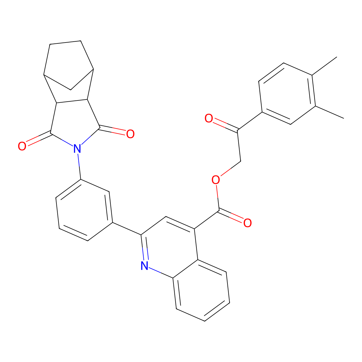 2-(3,4-dimethylphenyl)-2-oxoethyl 2-[3-(1,3-dioxooctahydro-2H-4,7-methanoisoindol-2-yl)phenyl]quinoline-4-carboxylate molecular structure, CAS 1005188-13-5
