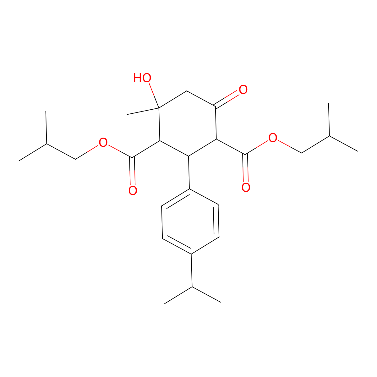 Bis(2-methylpropyl) 4-hydroxy-4-methyl-6-oxo-2-(4-propan-2-ylphenyl)cyclohexane-1,3-dicarboxylate molecular structure, CAS 1005188-17-9