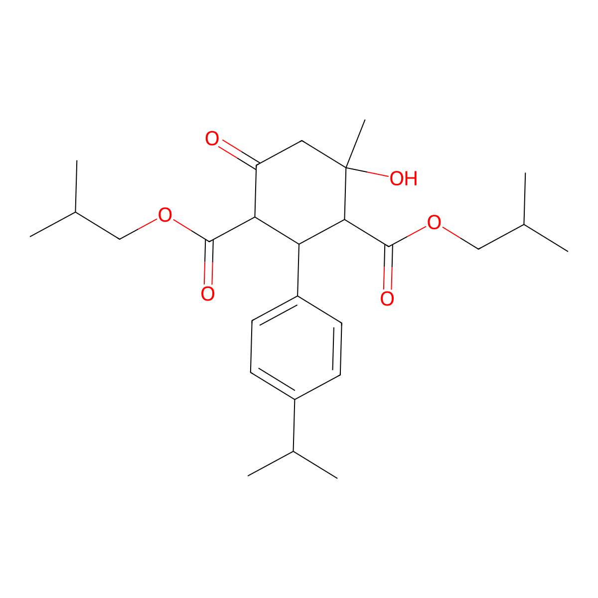 Bis(2-methylpropyl) 4-hydroxy-4-methyl-6-oxo-2-(4-propan-2-ylphenyl)cyclohexane-1,3-dicarboxylate molecular structure, CAS 1005188-17-9