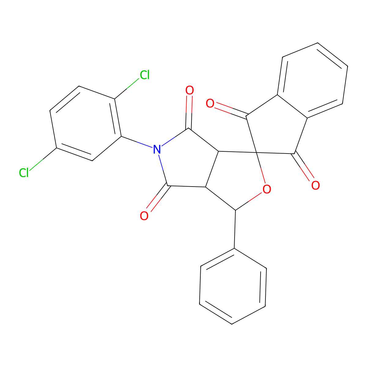5-(2,5-dichlorophenyl)-3-phenyl-3a,6a-dihydrospiro[furo[3,4-c]pyrrole-1,2'-indene]-1',3',4,6(3H,5H)-tetrone molecular structure, CAS 1005188-24-8