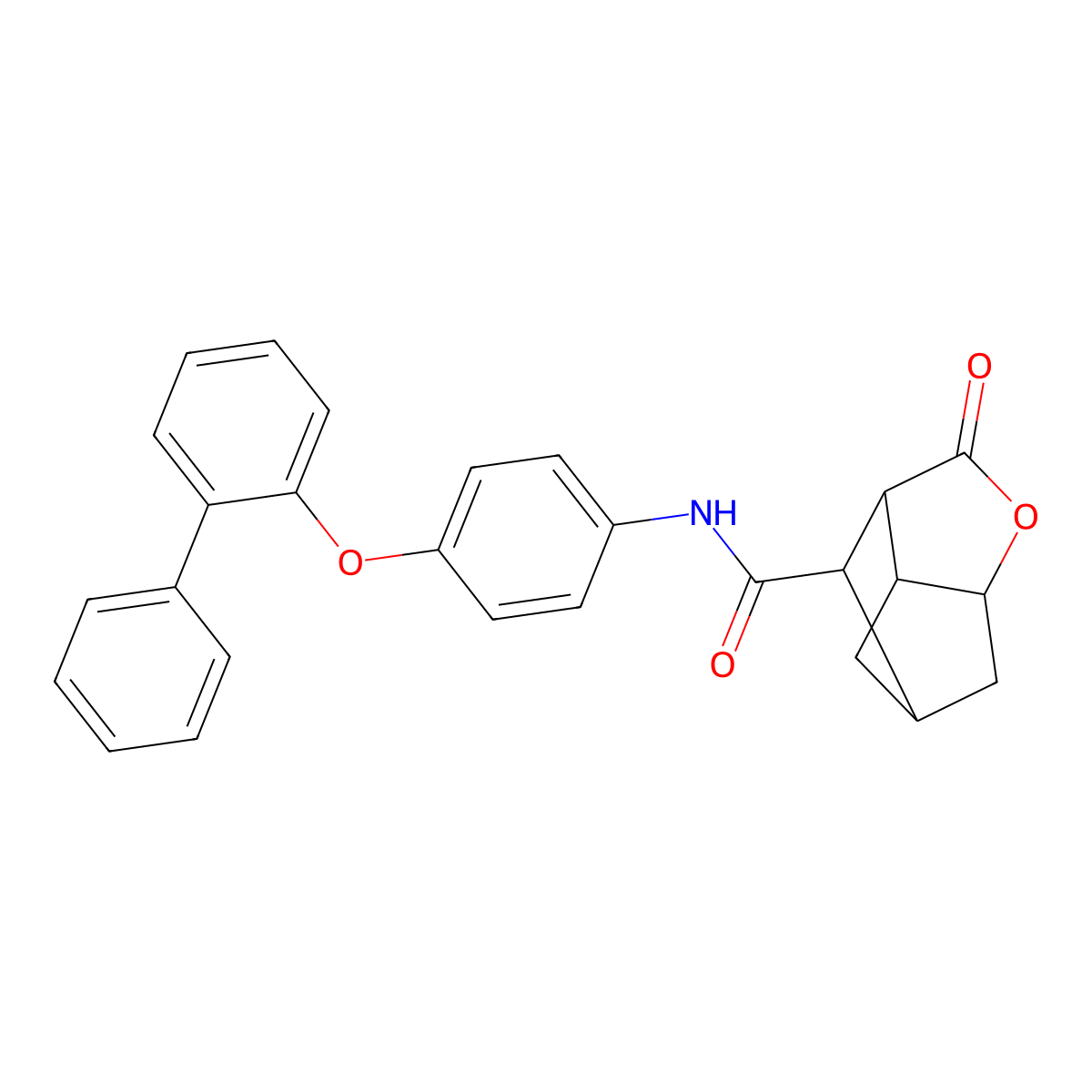 N-[4-(biphenyl-2-yloxy)phenyl]-2-oxohexahydro-2H-3,5-methanocyclopenta[b]furan-7-carboxamide molecular structure, CAS 1005188-41-9