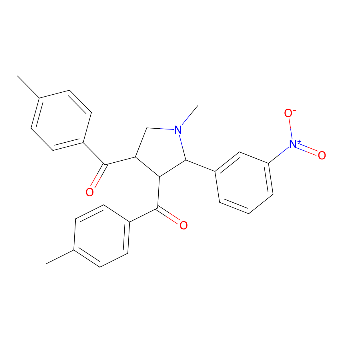 [1-methyl-4-(4-methylbenzoyl)-5-(3-nitrophenyl)tetrahydro-1H-pyrrol-3-yl](4-methylphenyl)methanone molecular structure, CAS 1005188-92-0