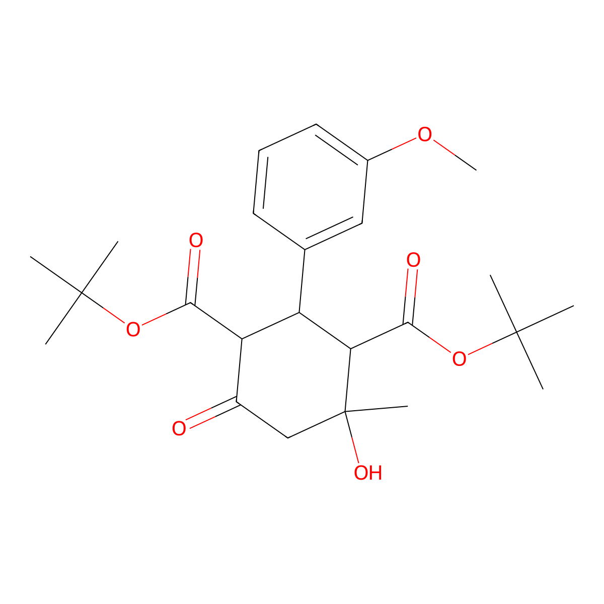 Di-tert-butyl 4-hydroxy-2-(3-methoxyphenyl)-4-methyl-6-oxocyclohexane-1,3-dicarboxylate molecular structure, CAS 1005188-95-3