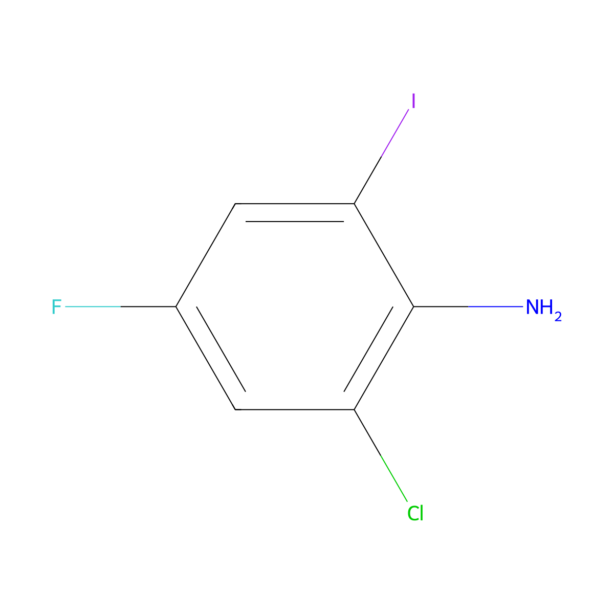 2-Chloro-4-fluoro-6-iodoaniline molecular structure, CAS 1005196-28-0