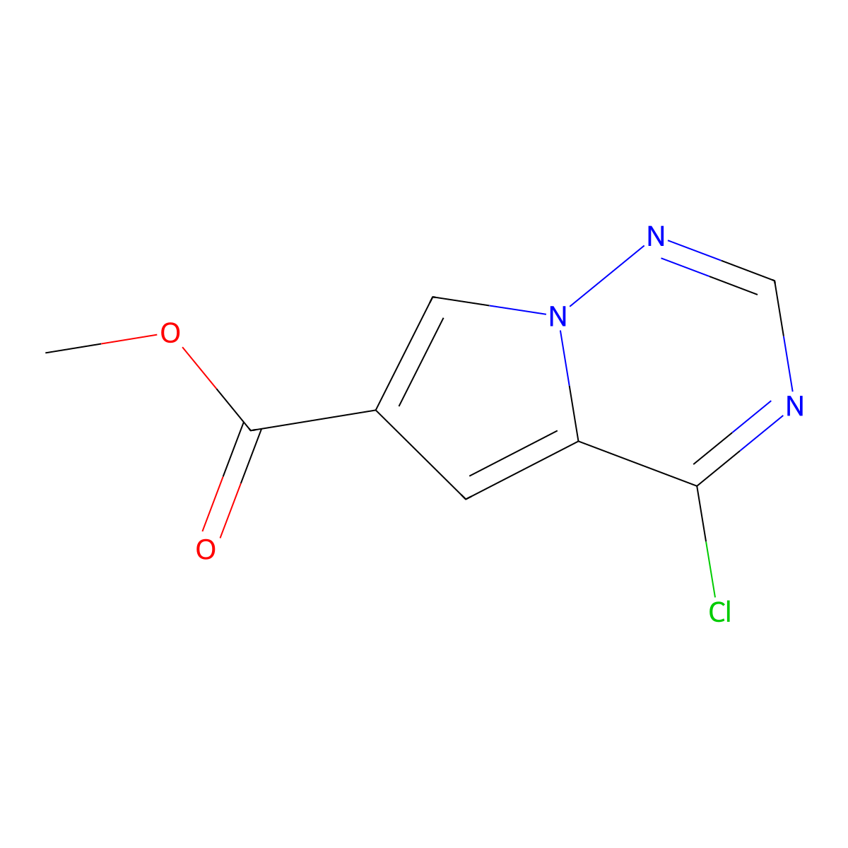 Methyl 4-chloropyrrolo[2,1-f][1,2,4]triazine-6-carboxylate molecular structure, CAS 1005196-61-1