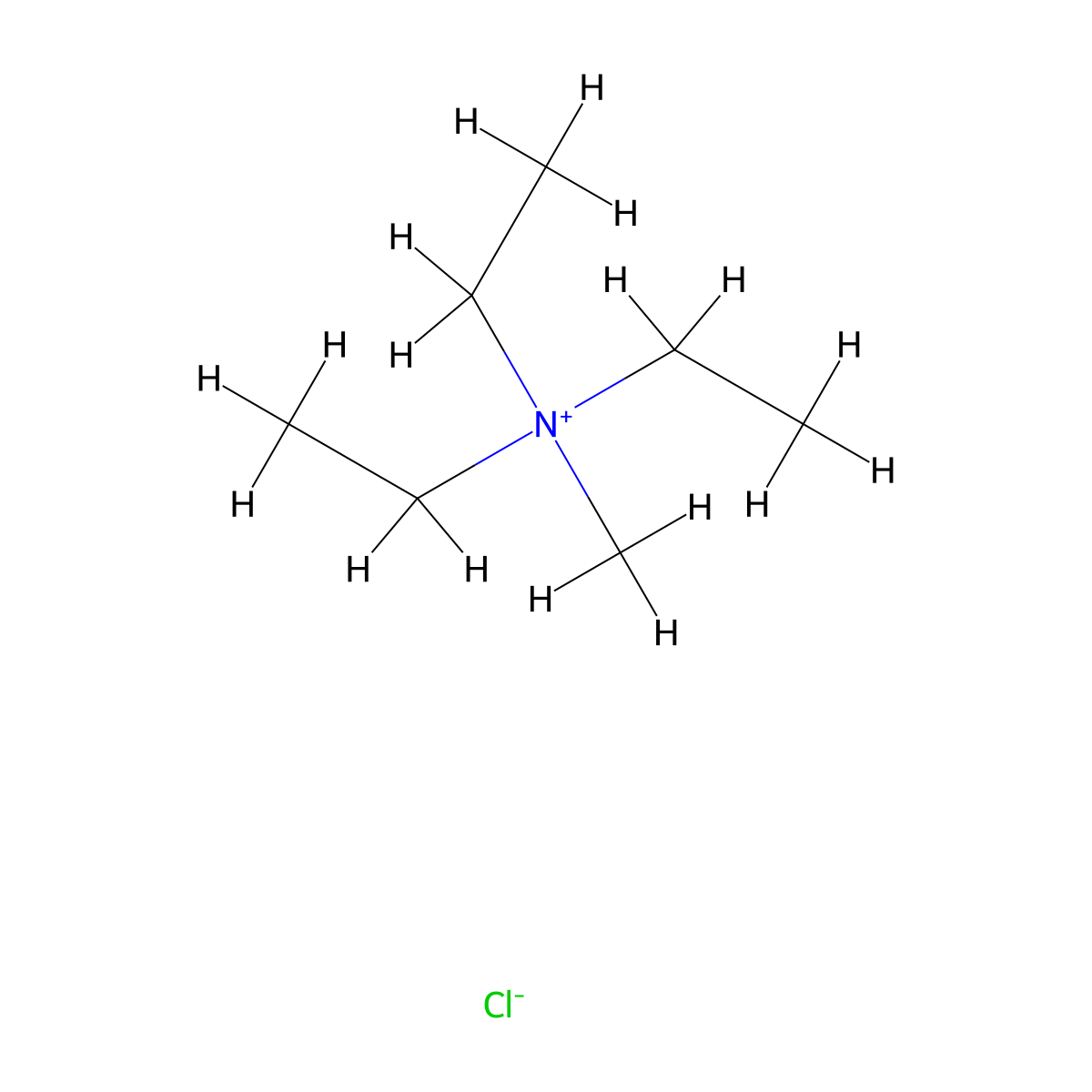 Triethylmethylammonium chloride molecular structure, CAS 10052-47-8