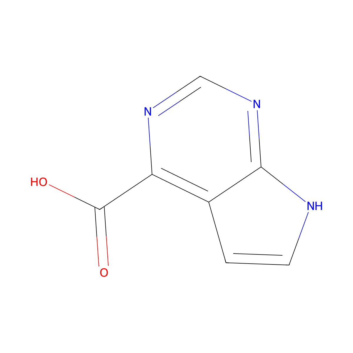 7H-pyrrolo(2,3-d)pyrimidine-4-carboxylic acid molecular structure, CAS 1005206-17-6